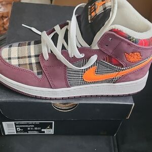 Jordan Kids Sneakers - Purple and Orange Plaid